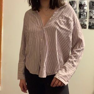 Madewell pink lavender striped blouse
